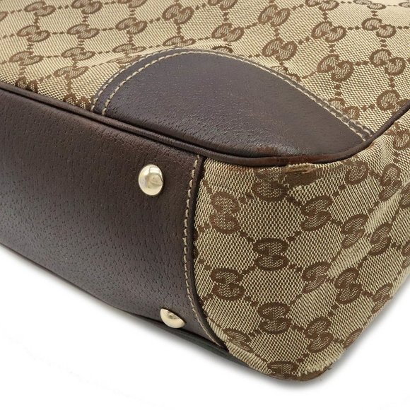 GUCCI Gucci GG Canvas Princely Line Ribbon Tote Bag Shoulder Leather Khaki Be... - Picture 3 of 8